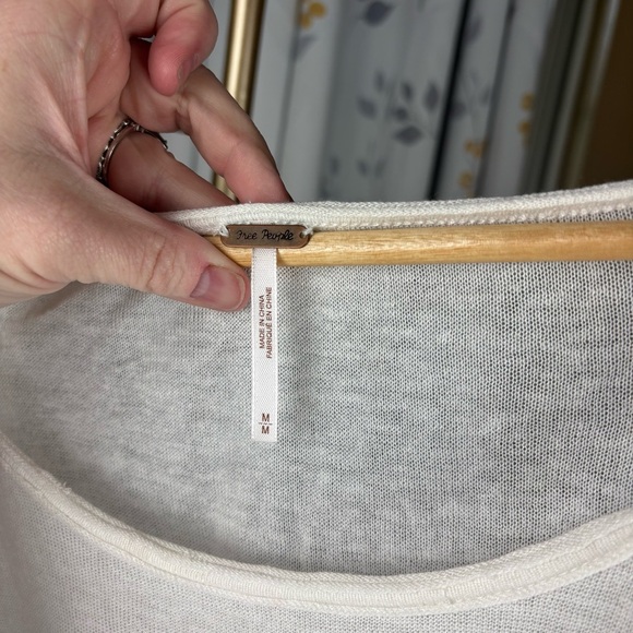 Free People white Asymmetrical Long Sleeve Blouse - Picture 4 of 5